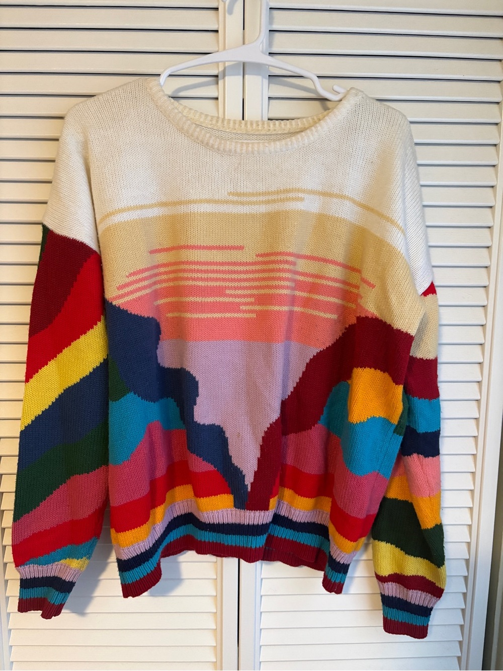 Multicolor Abstract Pattern Knit Sweater - Women